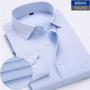 New Arrived 2017 mens work shirts Brand Long sleeve striped /twill men dress shirts white male shirts 4xl 13colors