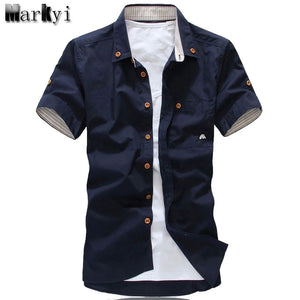 MarKyi plus size 5xl mushroom embroidery mens short sleeve casual shirts fashion 2017 new summer cotton shirts men social