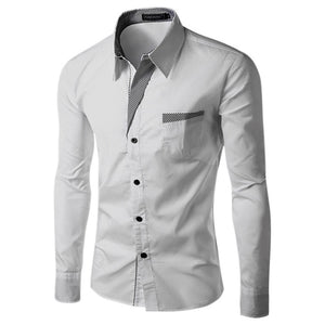 2017 New Fashion Brand Camisa Masculina Long Sleeve Shirt Men Korean Slim Design Formal Casual Male Dress Shirt Size M-4XL