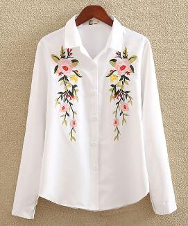 Embroidery White Cotton Shirt 2018 Autumn New Fashion Women Blouse Long Sleeve Casual Tops Loose Shirt Blusas Feminina plus size