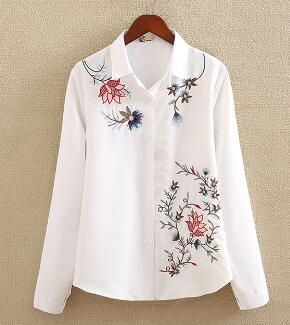 Embroidery White Cotton Shirt 2018 Autumn New Fashion Women Blouse Long Sleeve Casual Tops Loose Shirt Blusas Feminina plus size