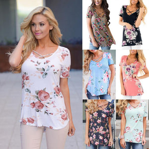 5XL Large Size Spring Summer 2018 Women T-shirt Short Sleeve V-Neck Printed Shirt Plus Size Women Clothing Fashion Sexy Tops