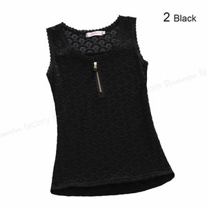 2018 Women Sleeveless Blouse Summer Chiffon Lace Top Blusas Female Clothing Women's Tops New Blouses Shirts Black White Flower