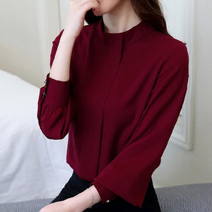 New Autumn Spring Tops Women Fashion Ladies Long Sleeve Shirts Casual Chiffon Blouse 2018 Work Wear Office Blusas Femininas