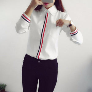 Hot Sale 2018 Spring Summer Women Office Lady Formal Button Down Long Sleeve School Blouse Cotton Soft Casual White Shirt Tops