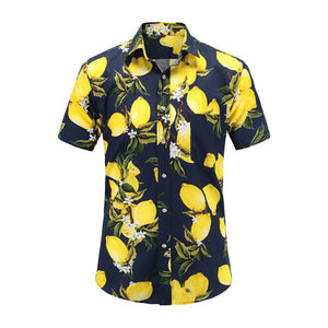 2018 New Summer Mens Short Sleeve Beach Hawaiian Shirts Cotton Casual Floral Shirts Regular Plus Size 3XL Mens clothing Fashion