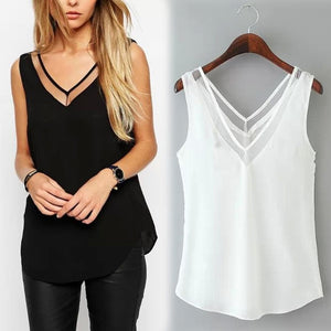 2018 Giraffita New Womens Tops Fashion Women Summer Chiffon Blouse Plus Size S To 3XL Sleeveless Casual Shirt  Black White Clors