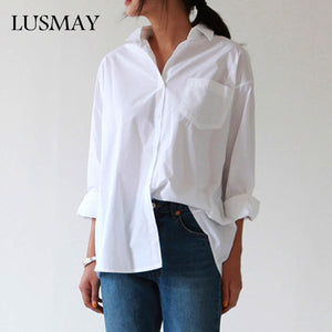 Casual Loose Women Shirts 2018 Autumn New Fashion Collar Plus Size Blouse Long Sleeve Buttons White Shirt Women Tops Streetwear