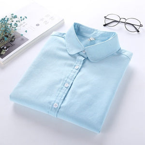 Women Blouse 2018 New Casual BRAND Long Sleeve Oxford White Blue Shirt Woman Office Wear Shirts High Quality Blusas Ladies Tops