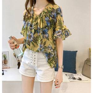 2018 new fashion sweet style women clothing printed casual plus size women tops short sleeved blouses loose women shirts 0615 40