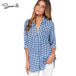 women plaid blouse 2018 autumn new casual women shirt long sleeve turn-down collar Loose long ladies casual shirt camisa feminin