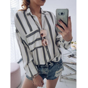 Blusas Feminina 2018 Long Sleeve Blue Strip Blouse Women Cotton  Blusas Loose  Long Shirt Tops